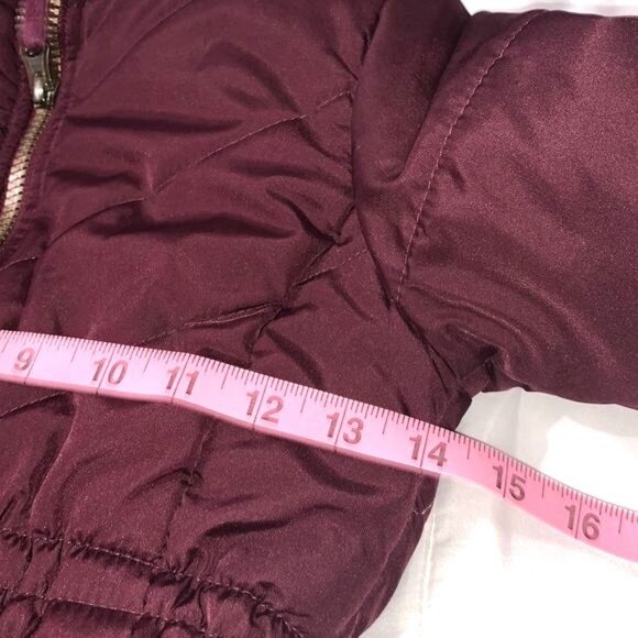 Weathertamer Girls Burgundy Hooded Puffer Jacket With Faux Fur Trim Size S/7-8 - Picture 6 of 7